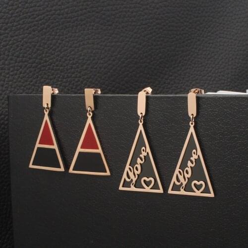 Newest Fashion Stainless Steel Jewelry Simple Drop Rose Gold Color Earrings Joker Personality For Woman And Girl EEDZBYBA
