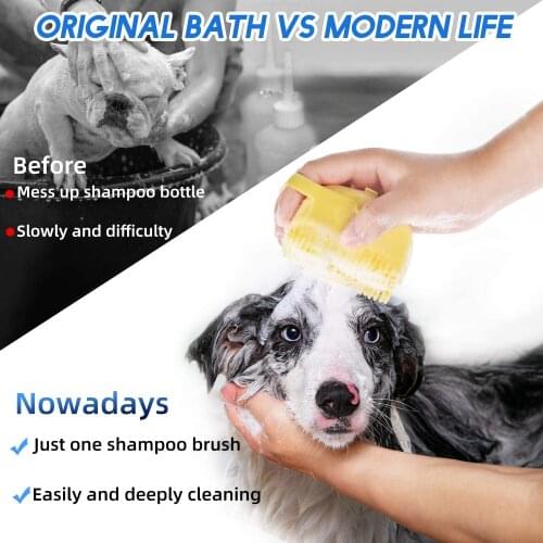 Pet Dog Shampoo Brush 2.7oz/80ml Cat Massage Comb Grooming Scrubber Brush for Bathing Short Hair Soft Silicone Rubber Brushes