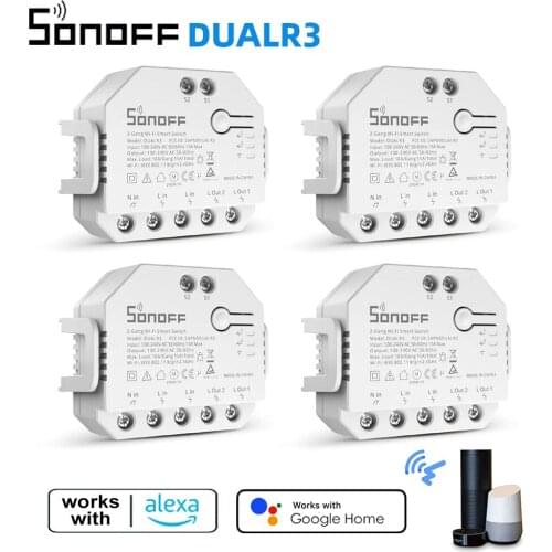 SONOFF DUALR3 Dual Relay Module Wifi DIY MINI Switch Two Way Power Metering 2 Gang/ Way Switch Timing Smart Home eWeLink APP