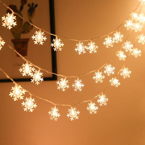 LED Snowflake String Lights Snow Fairy Garland Decoration for Christmas tree New Year Room Valentines day Battery Plug Operated