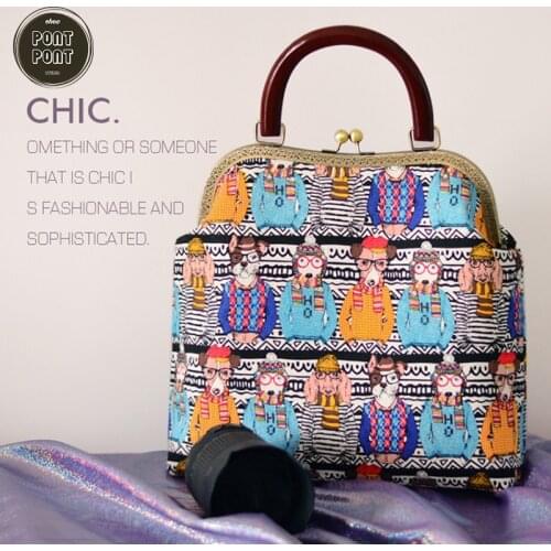 Handmade Textile Printed Fabric Designer Style Handbag Shoulder Strap Bag For Women Vintage Frame Handbag Japanese sac a main