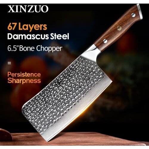XINZUO 6.5'' inch Chopper Bone Knife VG10 Damascus Steel Kitchen Knife Brand Butchers Cleaver Knives Comfortable Handle