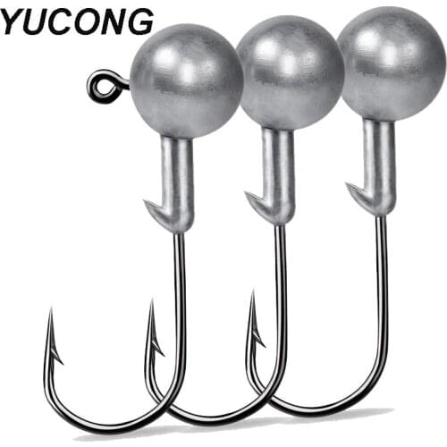 YUCONG 50PCS Round Jig Head Fishhooks 2g-3.5g-5g-7g-10g-14g Barbed Jigging Fishing Hooks for Soft Worm Bait Fishing Tackle