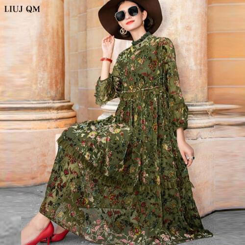 Spring summer Dress Womens Plus Size Elegant Mesh middle Sleeve Stretchy Bodycon Dress Lace Embroidered Long Style dress