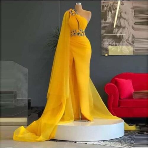 Prom Dresses Appliques Flowers Side Split Sexy Mermaid Evening Dress Women Formal Gowns 2021