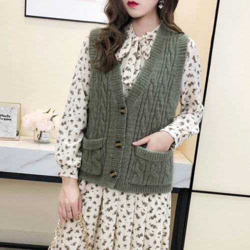 Jacket Vest Loose Wool Womens Vests Autumn Winter Sleeveless Knitted Cardigan Sweater plus Size Coat Short Vest Chaleco Mujer