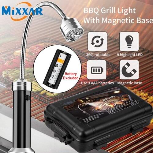 ZK20 Dropshipping Portable 360 Degree Adjustable Barbecue Grill Light Magnetic Base Super-Bright LED BBQ Lights Flex