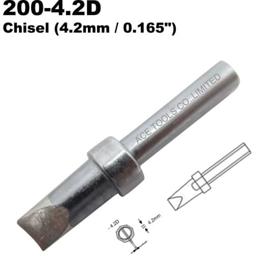 QUICK 200-4.2D Chisel 4.2mm Replacement Soldering Tip Fit 203 203H 204 204H 203D 376(I) 376D(I) 3100 3101 3102 3112 3202 20H-90