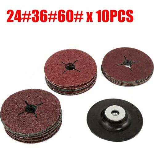 24#36#60# Polishing Grinding Sheet 30PCS 115mm Angle Grinder Rubber Backing Pad Cross Hole Steel Paper Grinding Disc Sandpaper