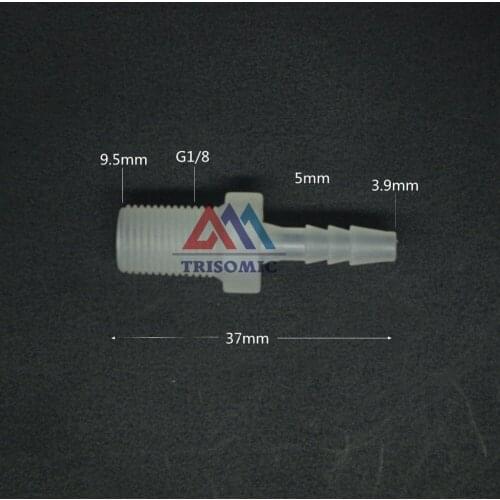 3.9mm-G1/8 Straight Connector Plastic pipe Fitting Barbed Connector with thread Material PP Fish Tank Airline Aquarium