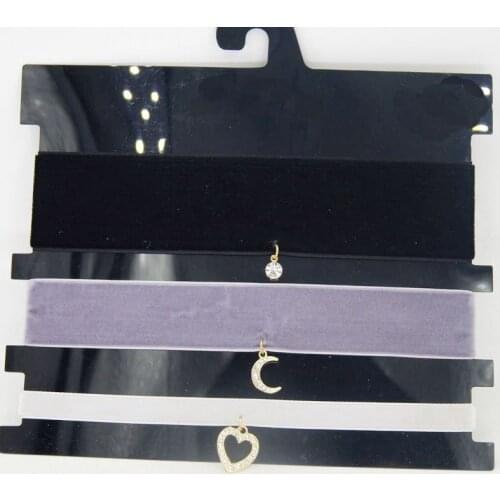 3pcs/set Moon Sun Heart choker set crystal Simple chocker velvet Colorful chokers necklace women collar jewelry collier femme