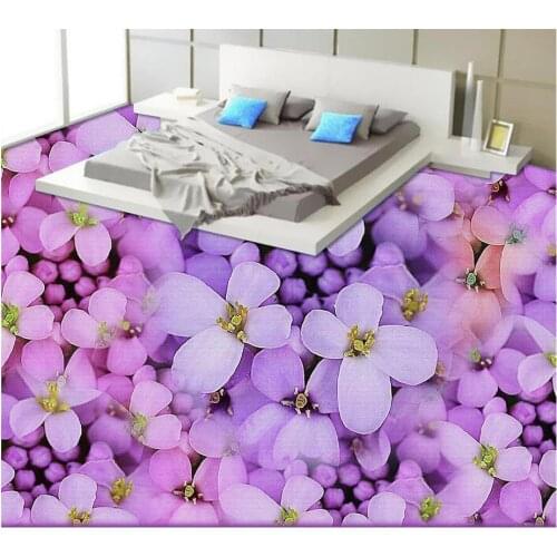 3D wall murals wallpaper floor self-adhesive 3D purple warm floor PVC waterproof floor Home Decoration
