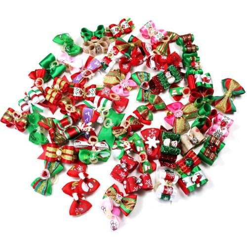 50pcs/lot Christmas Pet Dog Puppy Cat Hair Bows Dog Hair Accessories Grooming Bows Pet Supplies