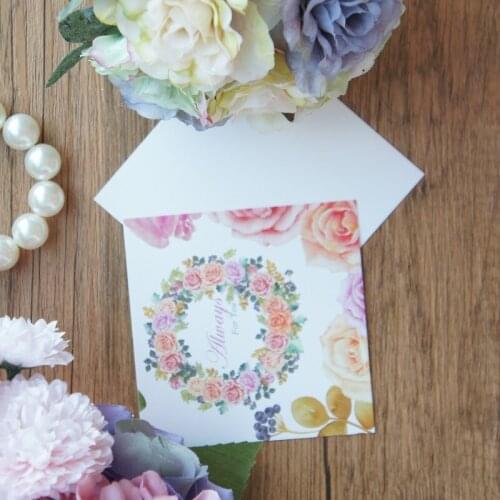 50pcs Mini always for you Card rose water color style multi-use as Scrapbooking invitation DIY Decor party gift message card