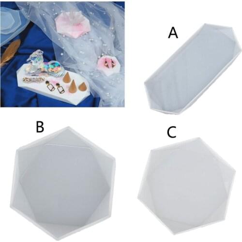 ANGELADY Faceted Rectangle Octagonal Coaster Oversized Resin Mold Jewelry Showcase Display Transparent Flexible Silicone Molds
