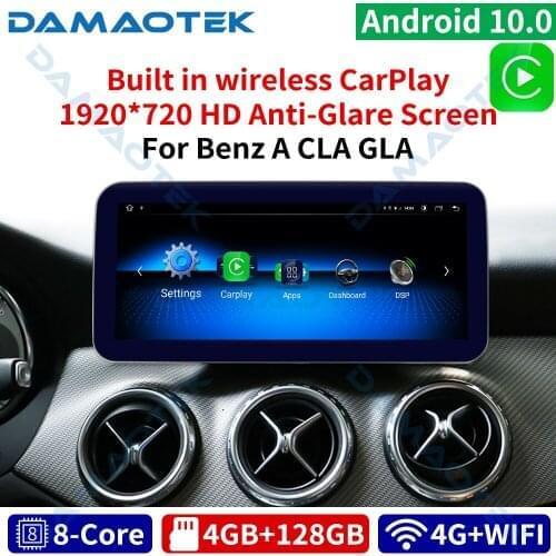 DamaoTek Android 10.0 10.25'' Car Radio Player For Mercedes-Benz A W176 CLA C117 GLA X156 2012-2020 128G GPS Navigation Carplay