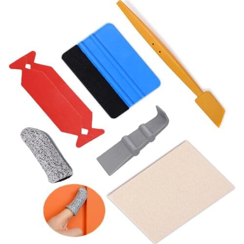 EHDIS 7pcs Carbon Fiber Scraper Wool Squeegee Vinyl Foil Film Car Wrap Tool Kit Car Accessories Window Tint Tool Wrapping Tools