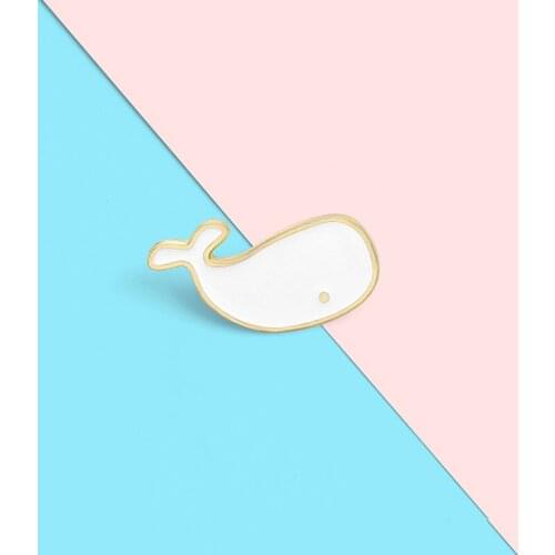 Little Whale Enamel Pins Custom Mini Badge for Denim Jeans Lapel Pins Cartoon Simple White Jewelry Gifts Brooches for Kids