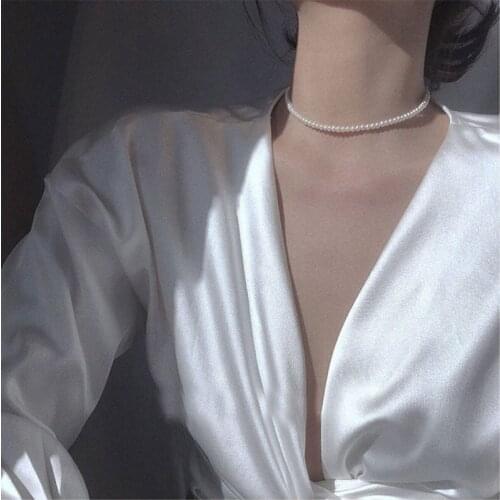 Hipster Charm Pearl Choker Necklace for Women Girl Vintage Geometric Simple Clavicle Necklace Daughter Couple Gift Wedding