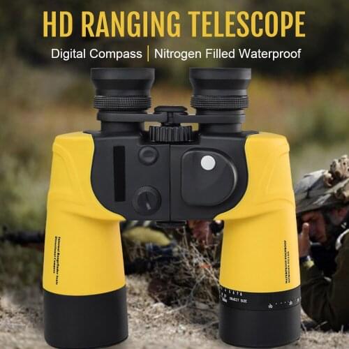 KKmoon 10×50 Binoculars Nitrogen Filled Waterproof Telescope Infrared Ranging Telescope with Compass BAK4 High Magnification