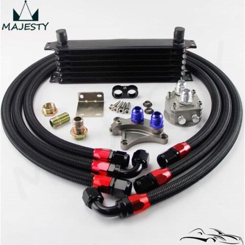 7 ROW 262MM OIL COOLER KIT FOR Silvia S13 S14 S15 180SX 200SX 240SX SR20DET Black/Gold