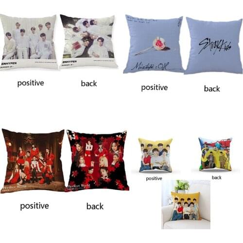KPOP ENHYPEN Stray Kids TWICE TNT New Album Pillowcase Double Sides Pillow Plush Cushion Car Sofa Decoration Fans Collection G47