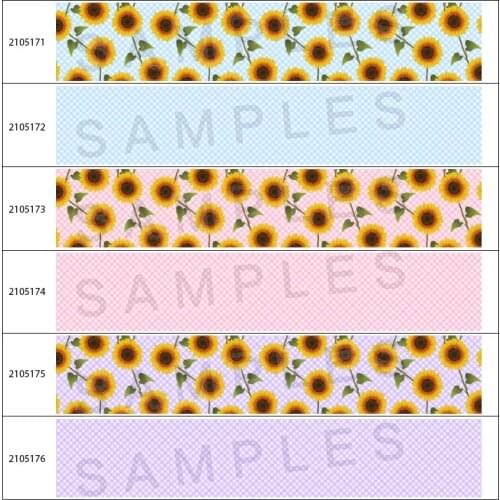 Sunflower Printed Grosgrain Ribbon Tape 5Yards for DIY Handmade Material Headdress