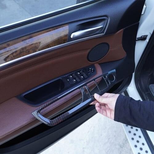 4 Pcs Glossy Black Silver ABS Plastic For BMW X5 E70 X6 E71 2008-2013 Car Interior Window Lift Button Frame Trim Left Hand Drive