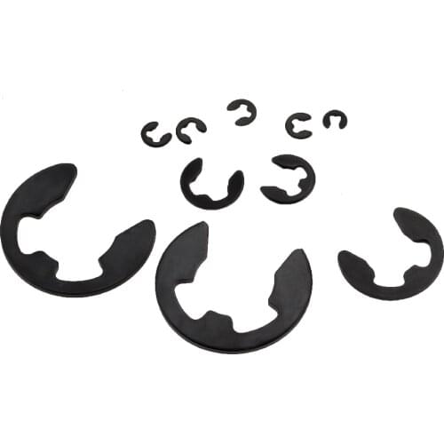 M1.2-M12 Black Carbon Steel E Clip Washer Assortment Kit Circlip Retaining Ring For Shaft Fastener