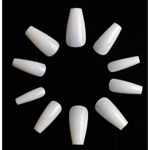 Makartt 500pcs Coffin Nails Medium Ballerina False Nails Tips Clear Natural Full Cover Ballet Acrylic Fake Nails 10 Sizes