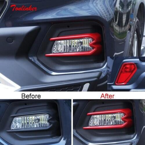 Tonlinker Cover sticker for Hyundai IX35 2018-19 Car styling 2 Pcs ABS Chrome Exterior parts Front/Rear fog light Cover Stickers