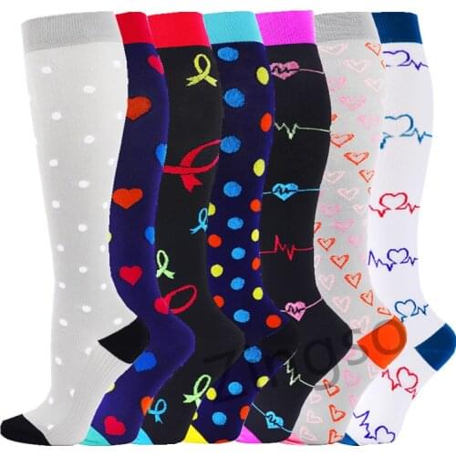 7 Pairs Compression Stocking Women Knee High Edema Anti Fatigue Diabetes Varicose Veins Summer Running Sports Compression Socks