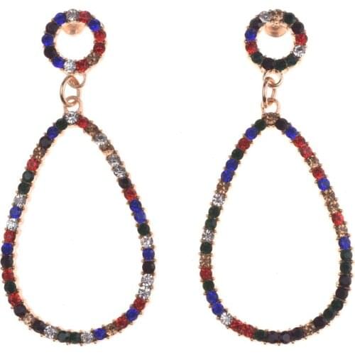 JERPVTE New Za Crystal Dangle Water Design Drop Earrings For Women Charm Pendant Statement Earrings Christmas Gifts Boho Jewelry