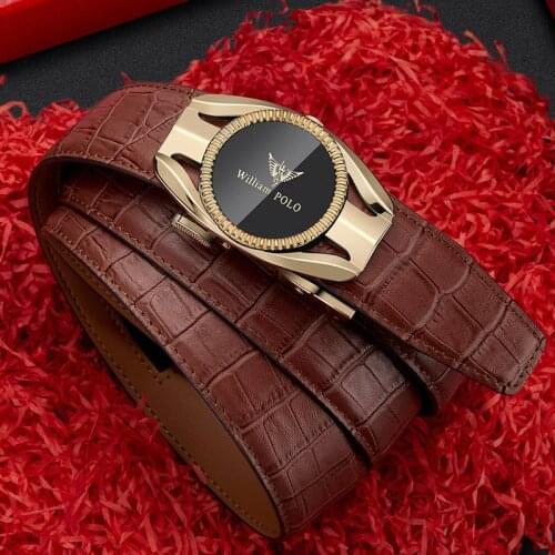WILLIAMPOLO New product Mens leather belt automatic buckle youth leisure business all-match trend leather pants belt