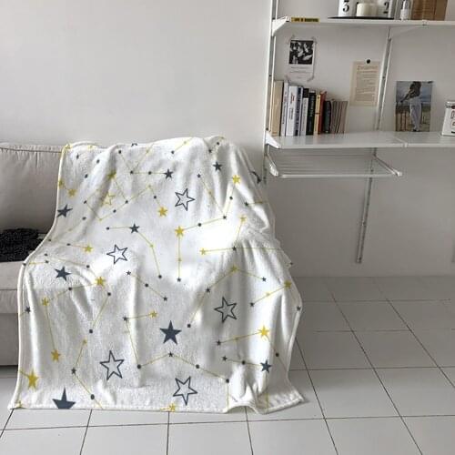 Leisure Blankets Stars Simple Lines Home Textiles Sofas Childrens Bedroom For Travel Special Throw Blanket Warm Flannel