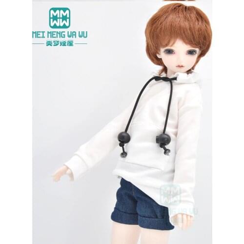 BJD doll clothes fits 30-45cm 1/4 BJD MSD MYOU YOSD doll fashion Hooded sweater White, black, red Pink