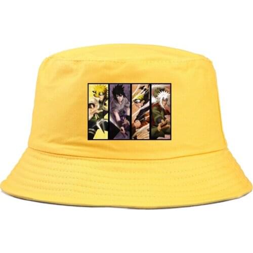 Naruto Print Bucket Hat Men Women Japanese anime Fisherman Hats Couple summer Cotton Caps sun prevent for girl boy unisex