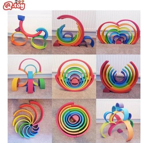 Toddler Playset Montessori and Waldorf Inspired Rainbow Wooden Toys Large Rainbow Stacker Wooden Toys Montessori Building Blocks