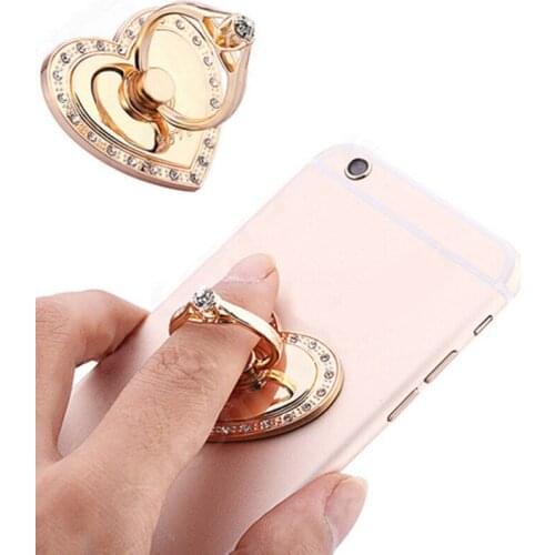 Luxury Finger Ring Mobile Phone Stand Holder Metal Mount Bracket Heart Shape For iPhone iPad GPS Car Devices