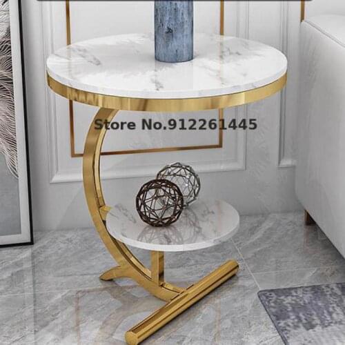 Light Luxury Corner Table Marble Side Table Living Room Sofa Side Table Balcony Small Round Table Bedside Cabinet Creative Table
