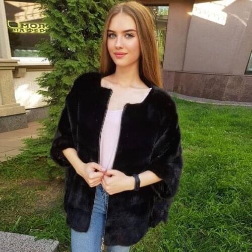 Mink Fur Coat 2021 New Fashion Women Coat With Zipper Real Fur Jacket Autumn Winter Popular Mink Fur Overcoat