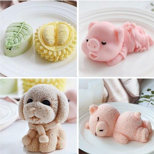 3D Mold Cute Dog Shape Silicone Mold Mousse Cake Fondant Tool Ice Cream Jelly Pudding Decoration Fondant Molds Cake Decorating