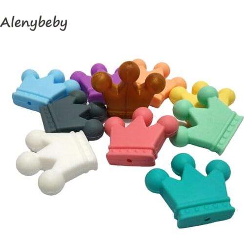Silicone Crown Beads Teether Baby Teething Toys BPA Free Food Grade Pearls Beads Nursing Gifts DIY Silicone Necklace Baby Gift