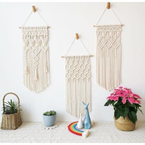 Nordic Bohemian Tapestry Hand-woven Cotton Rope Tassel Tapestry Wall Decoration Pendant Macrame Wall Hanging Oranment