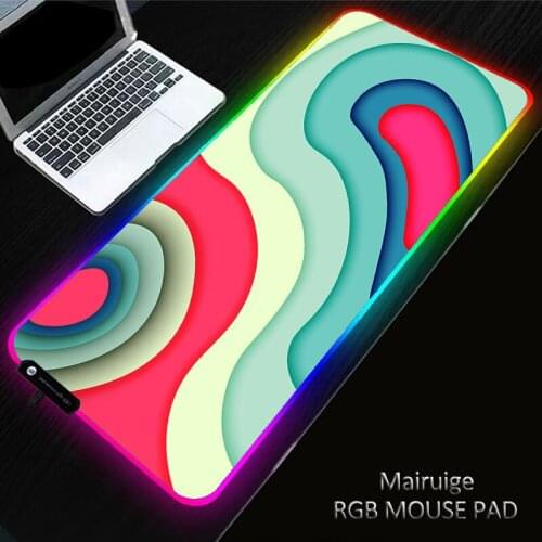 Glowing Large Colorful Lines RGB Mousepad Non-slip LED Gaming Mouse Pad Accessories Laptop PC XXL Desk Mat Keyboard for Office