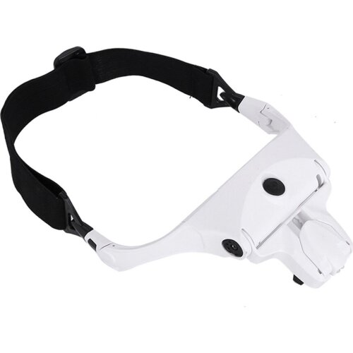USB Rechargeable 2 LED Auxiliary Light Wearable Magnifier 5 Focus-length Adjustable Magnifying Loupe with 5 Replaceable Lenses