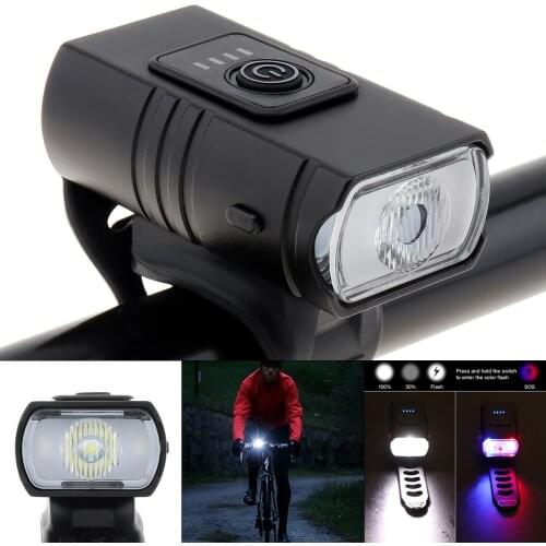 SecurityIng Bicycle Headlights Waterproof 500LM XML-T6 LED Bike USB Rechargeable Mountain with 4 Lighting Modes for Road