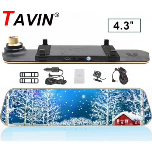 TAVIN Full HD 1080P Car Dvrs Rear View Mirror With Dual Lens Camera Night Vision Dash Cam dvr Digital Video Recorder DVR