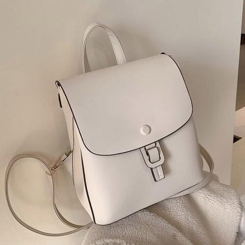 High Quality PU Leather Women Backpack for Teenage Girls 2021 Fashion Lady Backpacks Female College Double Shoulder School Bags