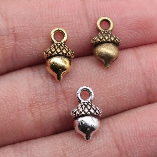 WYSIWYG 20pcs 13x7mm Charm Acorn 3 Colors 3D Acorn Charms 3D Pine Nuts Acorn Pendant Charms For Jewelry Making